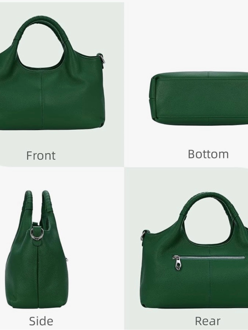 Iswee Green Genuine Leather Satchel Handbag, Shoulder bag or crossbody, NWOT - Picture 13 of 15